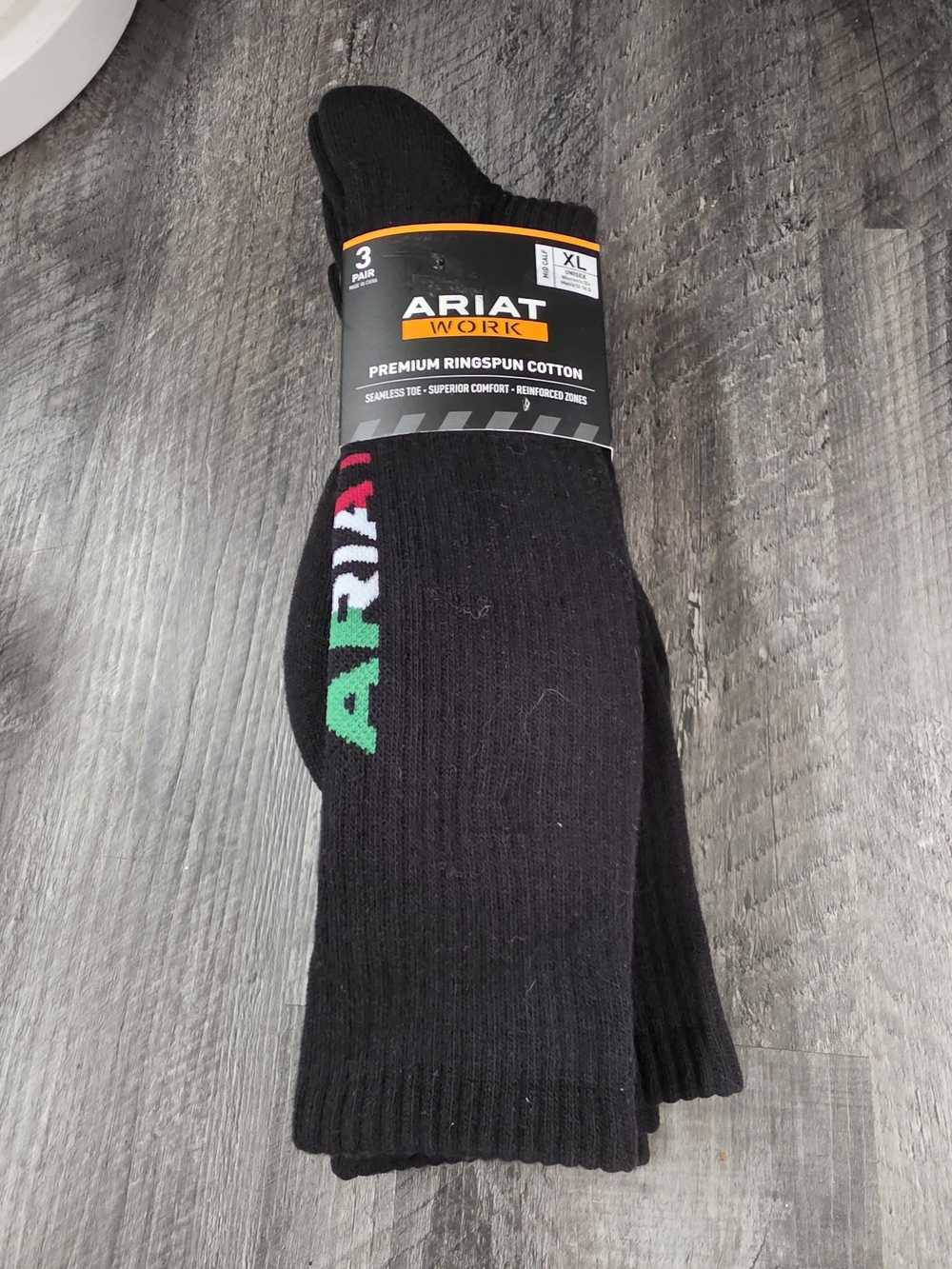 Ariat Black Crew Socks with Multicolor Logo - 3 Pack